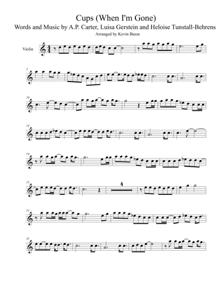 Cups When I M Gone Violin Sheet Music