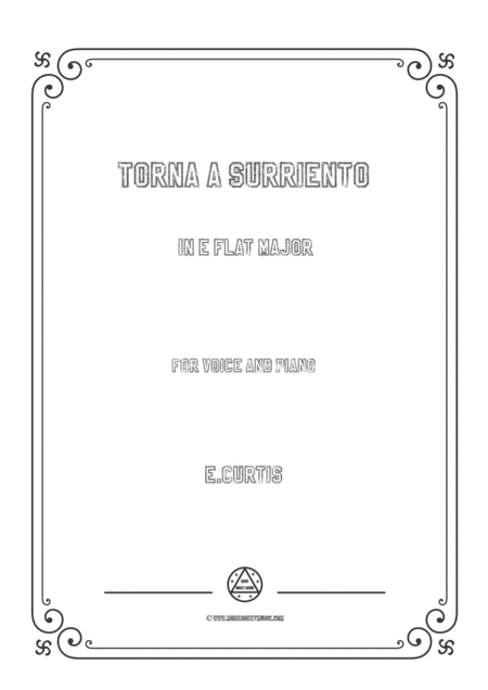 Free Sheet Music Curtis Torna A Surriento In E Flat Major For Voice And Piano