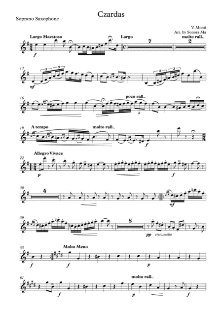 Czardas Saxophone Quintet Sheet Music