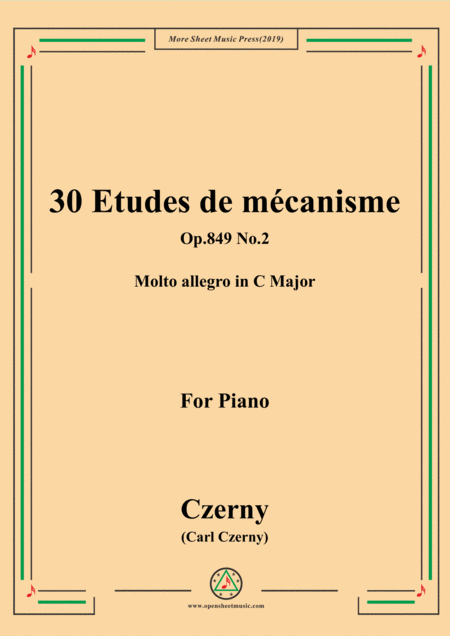 Free Sheet Music Czerny 30 Etudes De Mcanisme Op 849 No 2 Molto Allegro In C Major For Piano