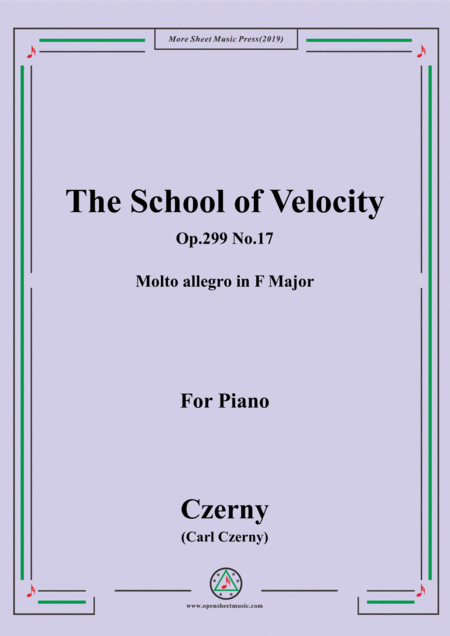 Czerny The School Of Velocity Op 299 No 17 Molto Allegro In F Major For Piano Sheet Music