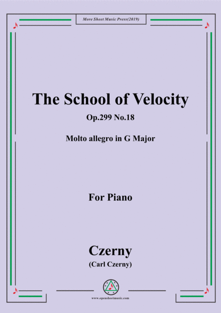 Czerny The School Of Velocity Op 299 No 18 Molto Allegro In G Major For Piano Sheet Music