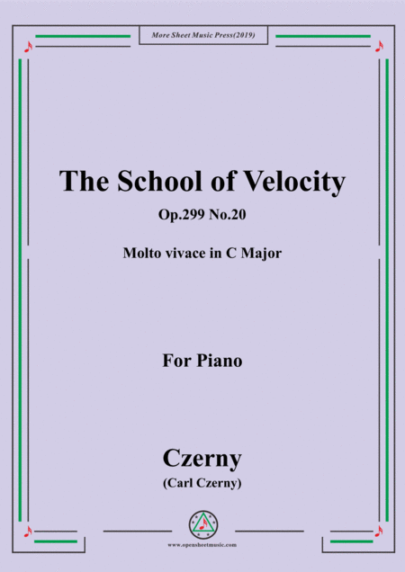 Czerny The School Of Velocity Op 299 No 20 Molto Vivace In C Major For Piano Sheet Music