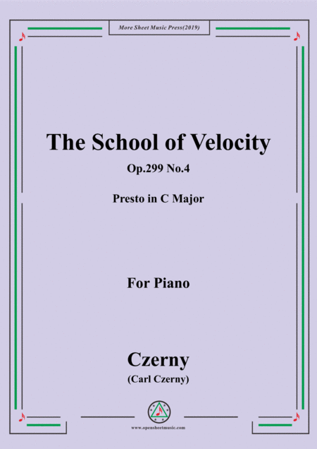 Czerny The School Of Velocity Op 299 No 4 Presto In C Major For Piano Sheet Music