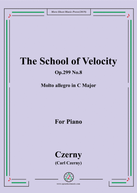 Free Sheet Music Czerny The School Of Velocity Op 299 No 8 Molto Allegro In C Major For Piano