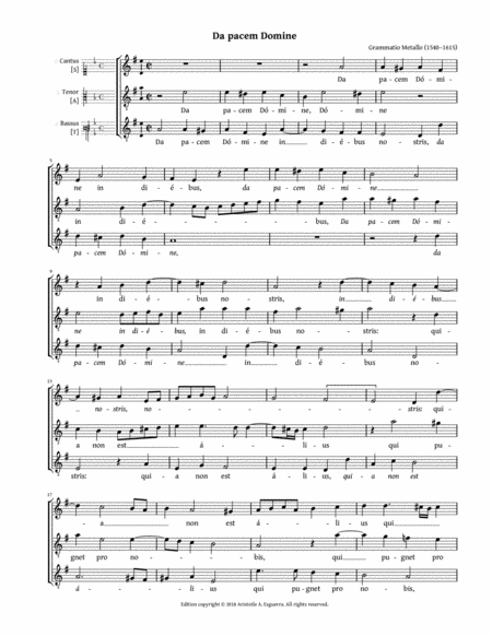 Free Sheet Music Da Pacem Domine Metallo Sat