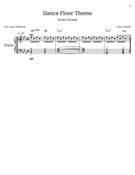 Free Sheet Music Dance Floor Theme From Fortnite