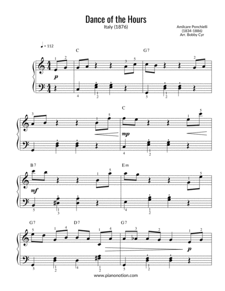Free Sheet Music Dance Of The Hours Amilcare Ponchielli Piano Solo