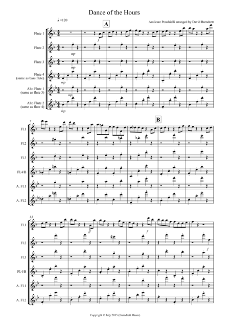 Dance Of The Hours For Flute Quartet Sheet Music