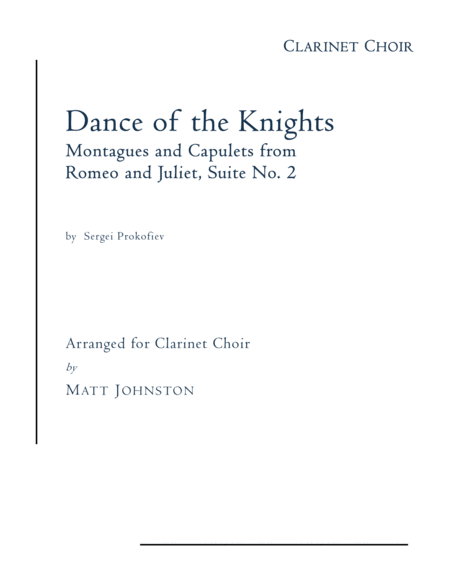 Free Sheet Music Dance Of The Knights Montagues And Capulets For Clarinet Choir