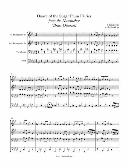 Dance Of The Sugar Plum Fairies From The Nutcracker Brass Quartet Sheet Music