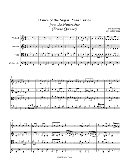 Dance Of The Sugar Plum Fairies From The Nutcracker String Quartet Score And Parts Sheet Music