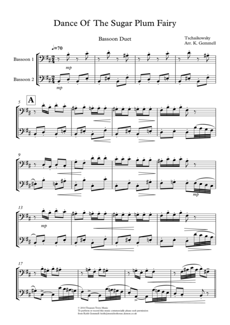 Dance Of The Sugar Plum Fairy Bassoon Duet Sheet Music