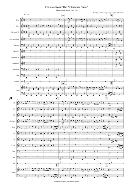 Dance Of The Sugar Plum Fairy Fantasia From Nutcracker For School Concert Band Sheet Music