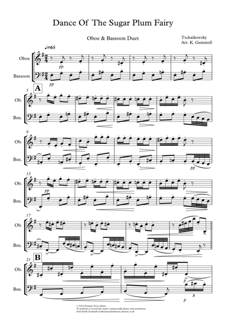 Free Sheet Music Dance Of The Sugar Plum Fairy Oboe And Bassoon Duet