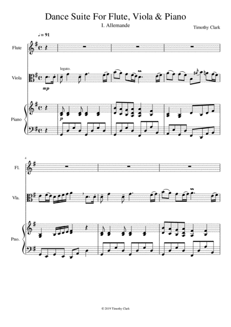 Free Sheet Music Dance Suite For Flute Viola Piano I Allemande