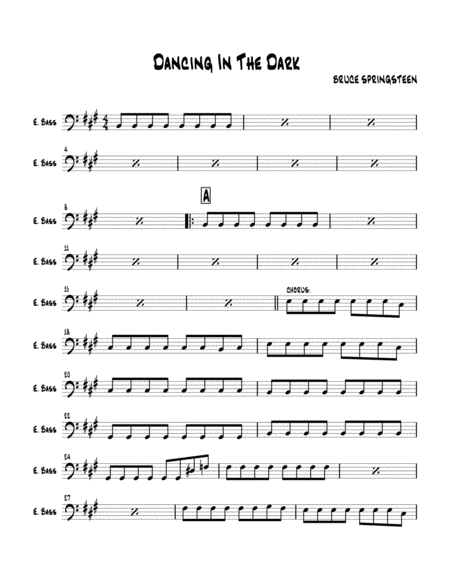 Dancing In The Dark Bassline Sheet Music