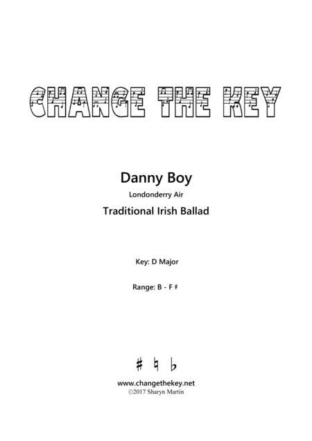 Free Sheet Music Danny Boy D Major