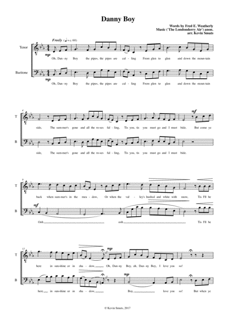 Danny Boy Duet For Tenor And Baritone Singers Sheet Music