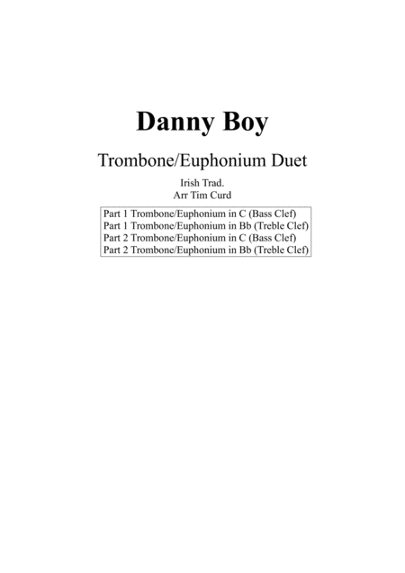 Free Sheet Music Danny Boy Duet For Trombone