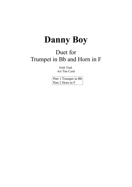 Free Sheet Music Danny Boy Duet For Trumpet And French Horn