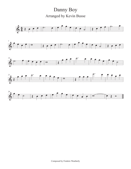 Danny Boy Easy Key Of C Bari Sax Sheet Music