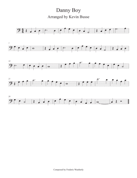 Free Sheet Music Danny Boy Easy Key Of C Cello