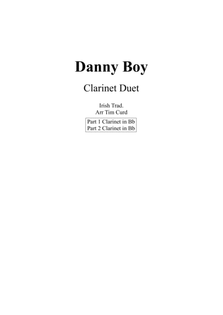 Free Sheet Music Danny Boy For Clarinet Duet
