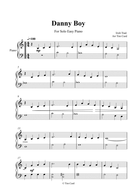 Danny Boy For Easy Piano Sheet Music