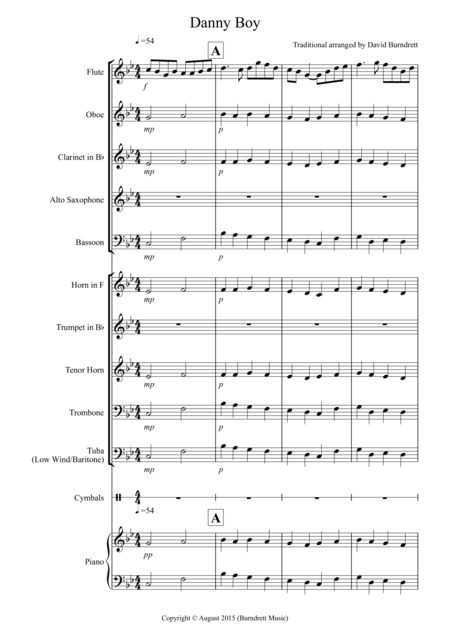 Free Sheet Music Danny Boy For School Concert Band