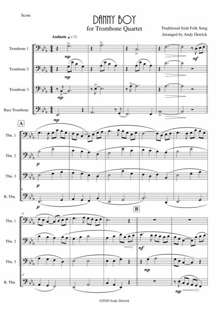 Free Sheet Music Danny Boy For Trombone Quartet