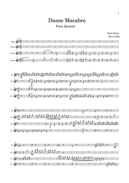 Free Sheet Music Danse Macabre Flute Quartet