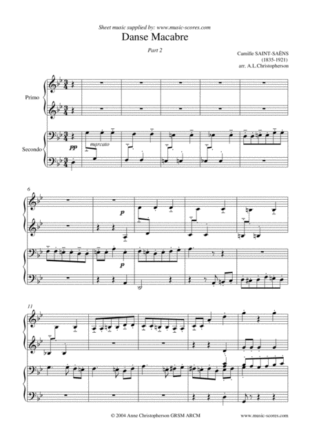 Danse Macabre Piano Duet Extended Version Sheet Music