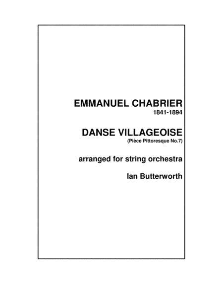 Free Sheet Music Danse Villageoise For String Orchestra