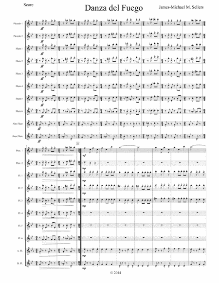 Free Sheet Music Danza Del Fuego For Flute Choir With Piccolo Duet