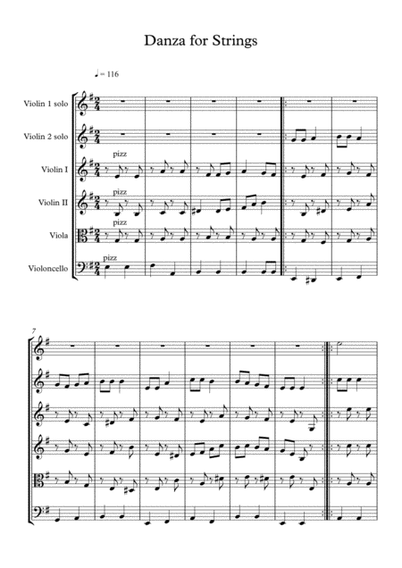 Danza For Two Solo Violins And Strings Sheet Music