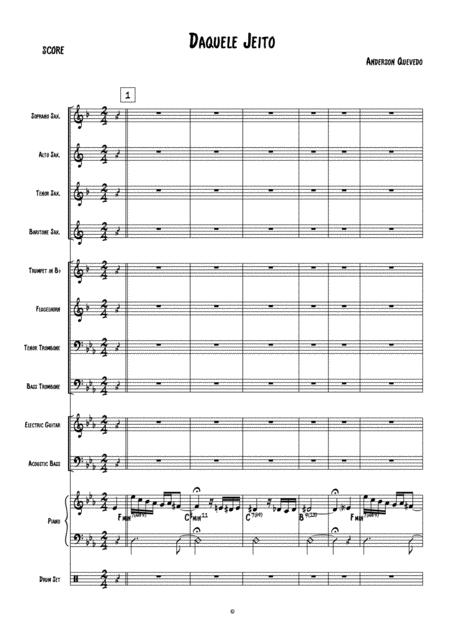 Free Sheet Music Daquele Jeito Score Soprano Sax Alto Sax Tenor Sax Baritone Sax Trumpet Flugelhorn Tenor Trombone Bass Trombone Electric Guitar Acoustic Bass Piano Dr