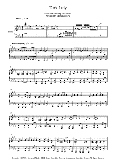 Dark Lady Sheet Music