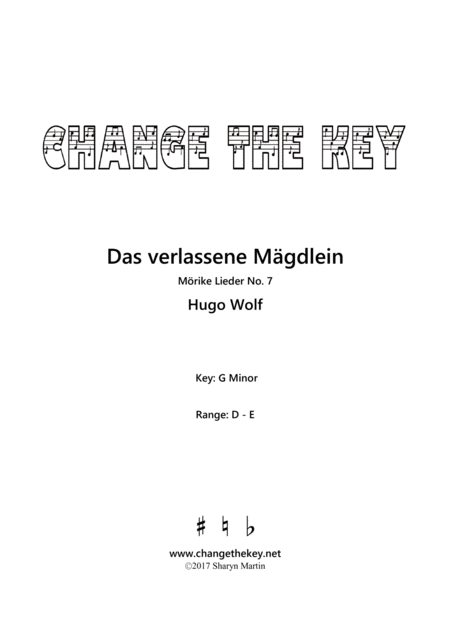 Free Sheet Music Das Verlassene Magdlein G Minor