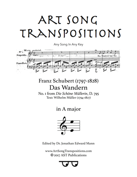 Das Wandern D 795 A Major Sheet Music