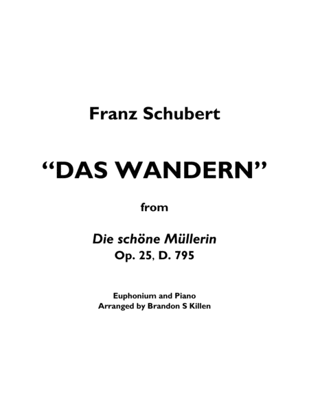 Free Sheet Music Das Wandern For Euphonium And Piano