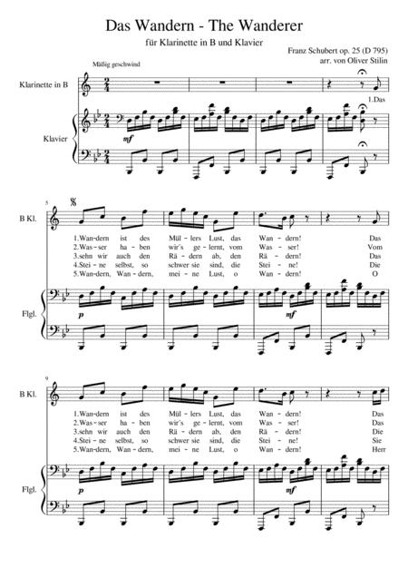 Das Wandern The Wanderer Fr Klarinette In B Und Klavier Sheet Music