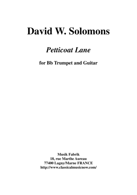 David W Solomons Petticoat Lane For Bb Trumpet And Guitar Sheet Music