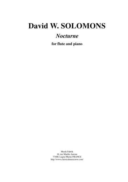 David Warin Solomons Nocturne For Flute And Piano Sheet Music