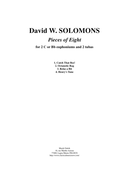 Free Sheet Music David Warin Solomons Pieces Of Eight For Two Euphoniums And Two Tubas