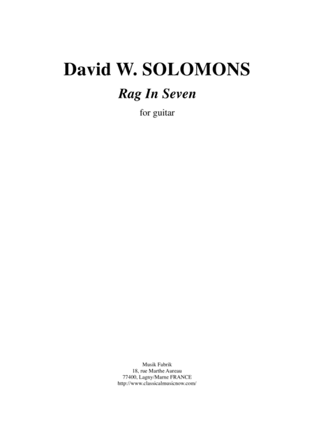 Free Sheet Music David Warin Solomons Rag In Seven For Guitar