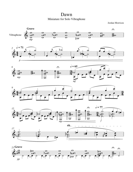 Free Sheet Music Dawn Miniature For Solo Vibraphone