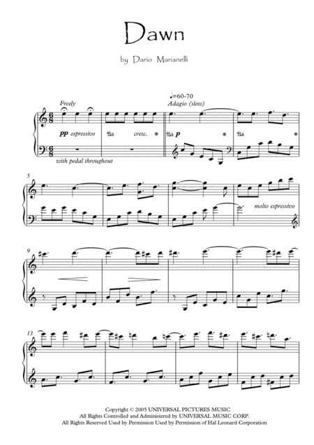 Dawn Sheet Music