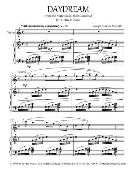 Daydream From Scenes From Childhood For Violin Piano Sheet Music