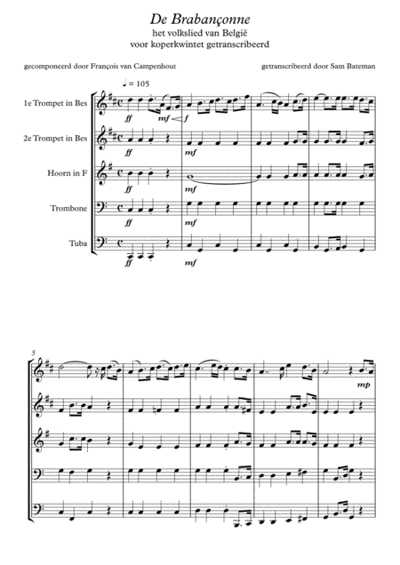 Free Sheet Music De Brabanonne